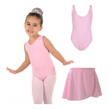 Kit Ballet Balé Dança Jazz Infantil Regata E Saia Premium