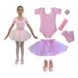 Kit Ballet Infantil 6 Itens Com Saia De Tule Tou Tou Balé