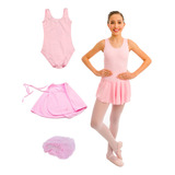 Kit Ballet Infantil Balé Bailarina Collant, Saia, Redinha