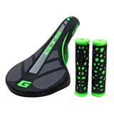 Kit Banco Selim + Manopla Gts Para Bicicleta Mtb E Speed Cor Verde
