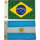 Kit Bandeira Para Moto Com 2 Brasil/argentina 14x20 Cm