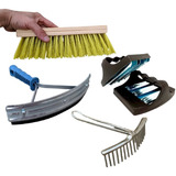Kit Banho Limpeza Para Cavalo Escova + Raspador +pente Crina