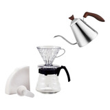 Kit Barista Profissional Hario V60 + Chaleira Inox Original