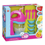 Kit Batedeira Infantil Com Utensílios Le Chef 312 Usual Cor Rosa Com Azul