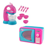 Kit Batedeira + Microondas C/ Som Cozinha Infantil Ver Vídeo