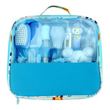 Kit Bebê Higiene Escova, Termômetro, Tesoura, Pente - 13 Pçs Cor Azul