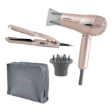 Kit Beleza Britânia Travel Rose Gold Secador E Prancha