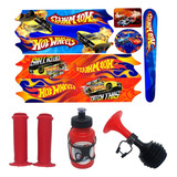 Kit Bike Infantil Buzina Manopla Garrafa Adesivo Hot Wheels