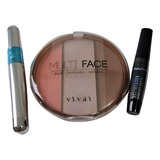 Kit Blush Iluminador Contorno+rimel 2steps+delineador Ruby R