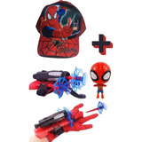Kit Boné Infantil Luva Lançador Homem Aranha Teia Spider Man