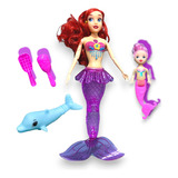 Kit Boneca Sereia Articulada Estilo Barbie Luz Musical