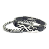 Kit Bracelete Masculino Pulseiras Musico Dj Clave Do Sol