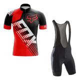 Kit Bretelle Curto Forro Gel Camisa Fox Confortável Pro Mtb