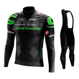 Kit Bretelle Gel Camisa Longa Ciclismo Cannondale Dryfit Uv