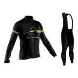 Kit Bretelle Gel Camisa Pink Floyd Longa Dryfit Ciclismo Uv