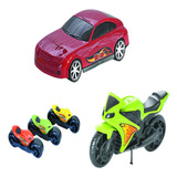 Kit Brinquedos Infantil Carro + Moto + Motinhos Coleção