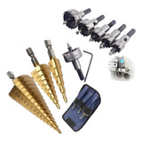 Kit Brocas Cônicas Escalonadas 32mm + Kit Serra Copo Metal