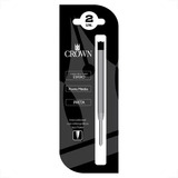 Kit C/ 2 Carga P/ Caneta Crown Esfero Parker Preta Ca14007p
