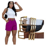 Kit C/ 3 Cintos Feminino Couro Ecologico Com Fivela Elegante
