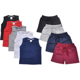 Kit C/ 4 Shorts + 5 Camisetas Regatas P/ Bebê
