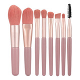 Kit C/ 8 Pincéis De Maquiagem Com Estojo Transparente