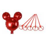 Kit C/10 Balões Metalizado Orelhinha Mickey + 10 Varetas
