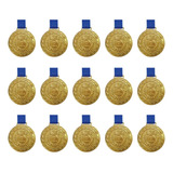 Kit C/15 Medalhas De Ouro M43 Honra Ao Mérito Com Fita Azul
