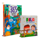 Kit C/2 365 Historias C/ Qr + A Bíblia Da Criança (infantil)