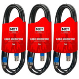 Kit C 3un Cabo Microfone Cannon Xlr/cannonc 5 Metros Mxt Cor Preto