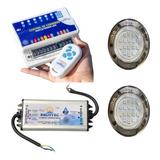 Kit C/fonte 12v Blindada Refletor P/piscina Jacuzzi 2 Leds9w