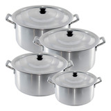 Kit Caçarola Industrial Hotel Panela Arroz Sopa 24 26 28 30 Cor Prateado