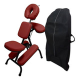Kit Cadeira Quick Massage Legno Dobrável Shiatsu Black Bolsa Cor Bordô