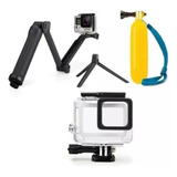 Kit Caixa Estanque Gopro 9/10 Flutuante Bastao 3 Way Acessor
