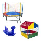 Kit Cama Elástica 2,30 + Piscina De Bolinha 1,0 + Gangorra 