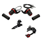 Kit Cambio Dianteiro Traseiro Bike Alavanca Grip Shift 21v Cor Preto