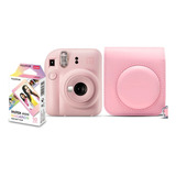 Kit Câmera Fujifilm Instax Mini 12 + Bolsa + Filme Maron Cor Rosa