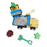 Kit Caminhão Trator Brinquedo Praia Areia Pá Rastelo Peneira
