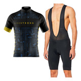 Kit Camisa Ciclismo Livestrong Bretelle Gel Dry Fit Speed