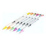 Kit Caneta 6 Cores Brush Ponta Pincel Lettering Duas Pontas