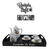 Kit Cantinho Do Café Bandeja + Quadro Vazado Mdf Decorativo