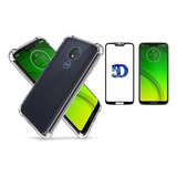 Kit Capa Capinha Case Para Moto G7 Power + Pelicula 3d Cor Transparente
