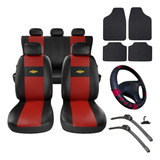 Kit Capa Couro Banco Carro Tapete Volante Chevrolet Palheta