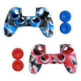 Kit Capa Protetora Silicone Para Controle Ps4 + 2 Grip Game