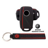 Kit Capa Silicone Chave + Chaveiro + Brinde Vw Golf Jetta Up