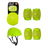 Kit Capacete Proteção Para Bicicleta Skate Patins Verde Dm