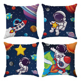 Kit Capas Almofadas Decorativa Astronauta Nº2 45x45 Id Decor