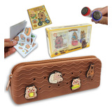 Kit Capivara Estojo Carimbo Adesivos Kawaii Capybara Fofa