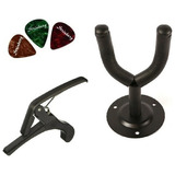 Kit Capotraste, Suporte Parede+ 3 Palhetas+ + Porta Palhetas
