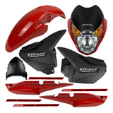 Kit Carenagem + Farol Mix Titan 150 Vermelha 2010 Adesivado