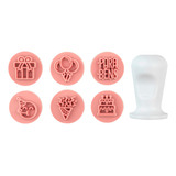 Kit Carimbos 2cm Parabéns P/ Docinhos Brigadeiros Cor Rosa Carimbos Parabens